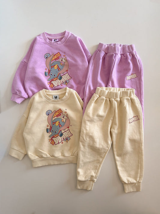 Toddler Disney Dumbo Print Cotton Sweatshirt and Jogger Pants Set (2 - 7y) - 2 Colors kids outfit