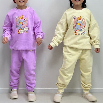 Toddler Disney Dumbo Print Cotton Sweatshirt and Jogger Pants Set (2 - 7y) - 2 Colors kids outfit