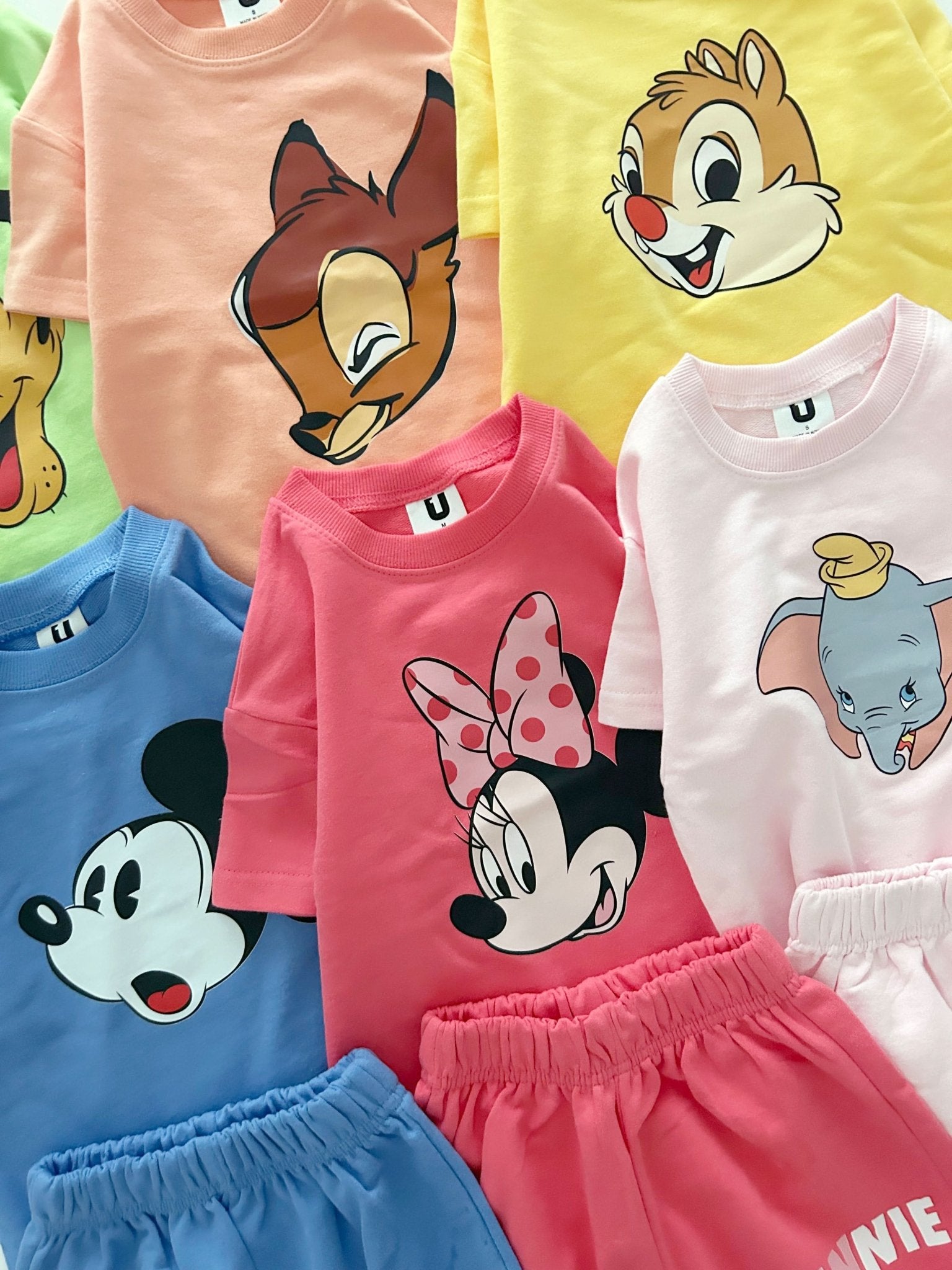 Toddler Disney Friends Face Short Sleeve Top and Shorts Set (2 - 7y) - 6 Colors kids outfit