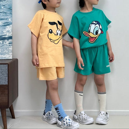 Toddler Disney Friends Happy Face Short Sleeve Top and Shorts Set (2 - 7y) - 5 Colors kids outfit