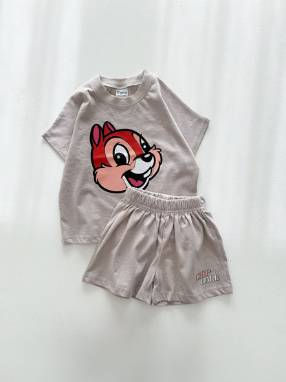Toddler Disney Friends Happy Face Short Sleeve Top and Shorts Set (2 - 7y) - 5 Colors kids outfit