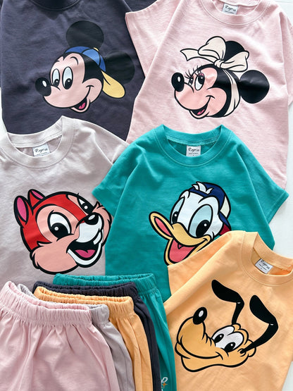 Toddler Disney Friends Happy Face Short Sleeve Top and Shorts Set (2 - 7y) - 5 Colors kids outfit
