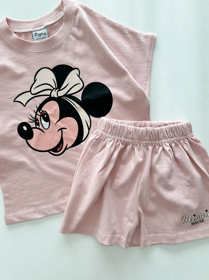 Toddler Disney Friends Happy Face Short Sleeve Top and Shorts Set (2 - 7y) - 5 Colors kids outfit