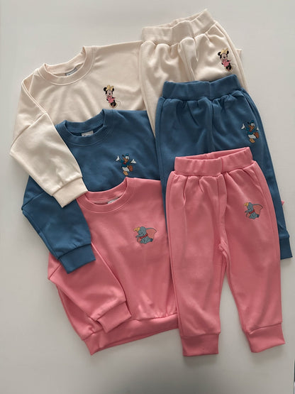 Toddler Disney Friends Left Chest Print Sweatshirt and Jogger Pants Set (2 - 7y) - 10 Colors kids outfit