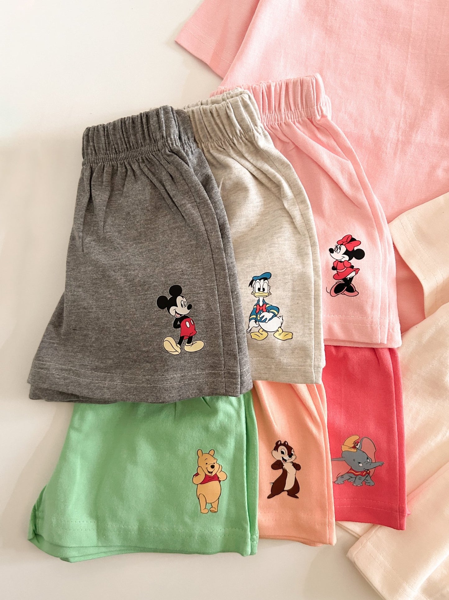 Toddler Disney Friends Left Chest Print T-Shirt and Shorts Set (2 - 6y) - 7 Colors kids outfit