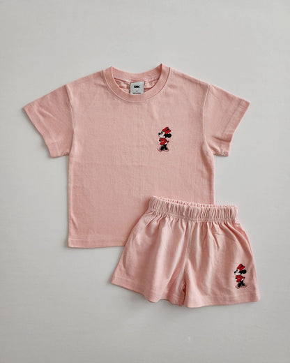 Toddler Disney Friends Left Chest Print T-Shirt and Shorts Set (2 - 6y) - 7 Colors kids outfit