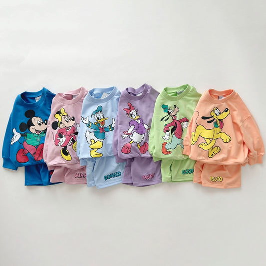 Toddler Disney Friends Sweatshirt and Shorts Set (2 - 12y) - 6 Colors kids outfit
