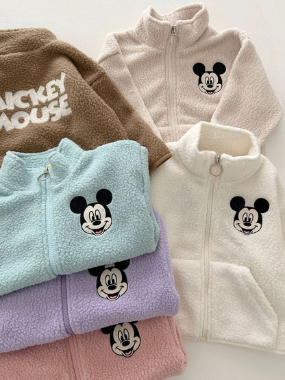 Toddler Disney Mickey Embroidery Fleece Zip - up Jacket (2 - 8y) - 6 Colors kids outfit