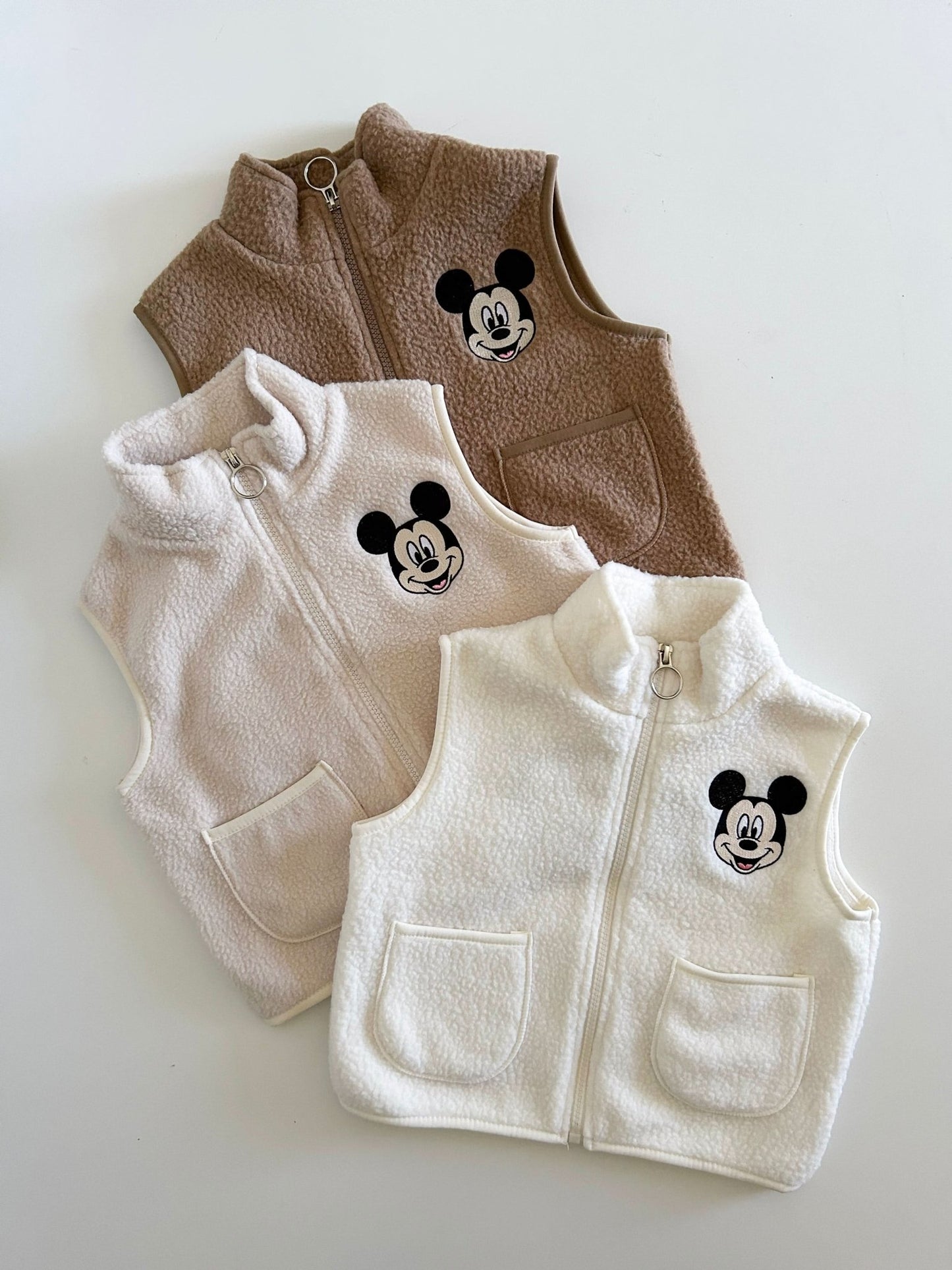 Toddler Disney Mickey Embroidery Fleece Zip - up Vest (2 - 7y) - 3 Colors kids outfit