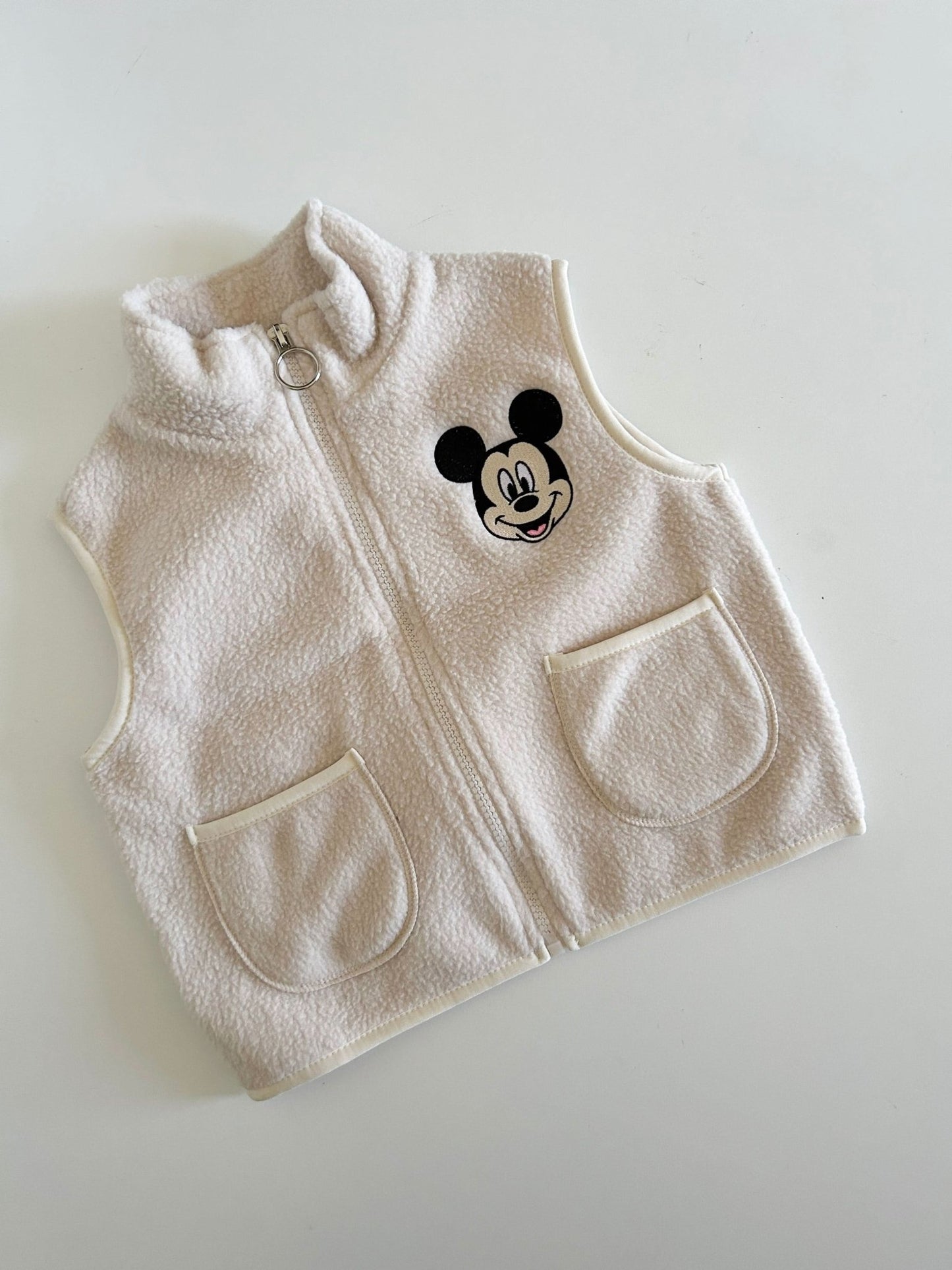 Toddler Disney Mickey Embroidery Fleece Zip - up Vest (2 - 7y) - 3 Colors kids outfit