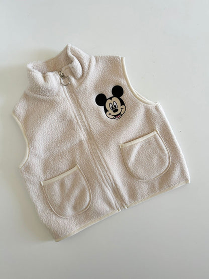 Toddler Disney Mickey Embroidery Fleece Zip - up Vest (2 - 7y) - 3 Colors kids outfit