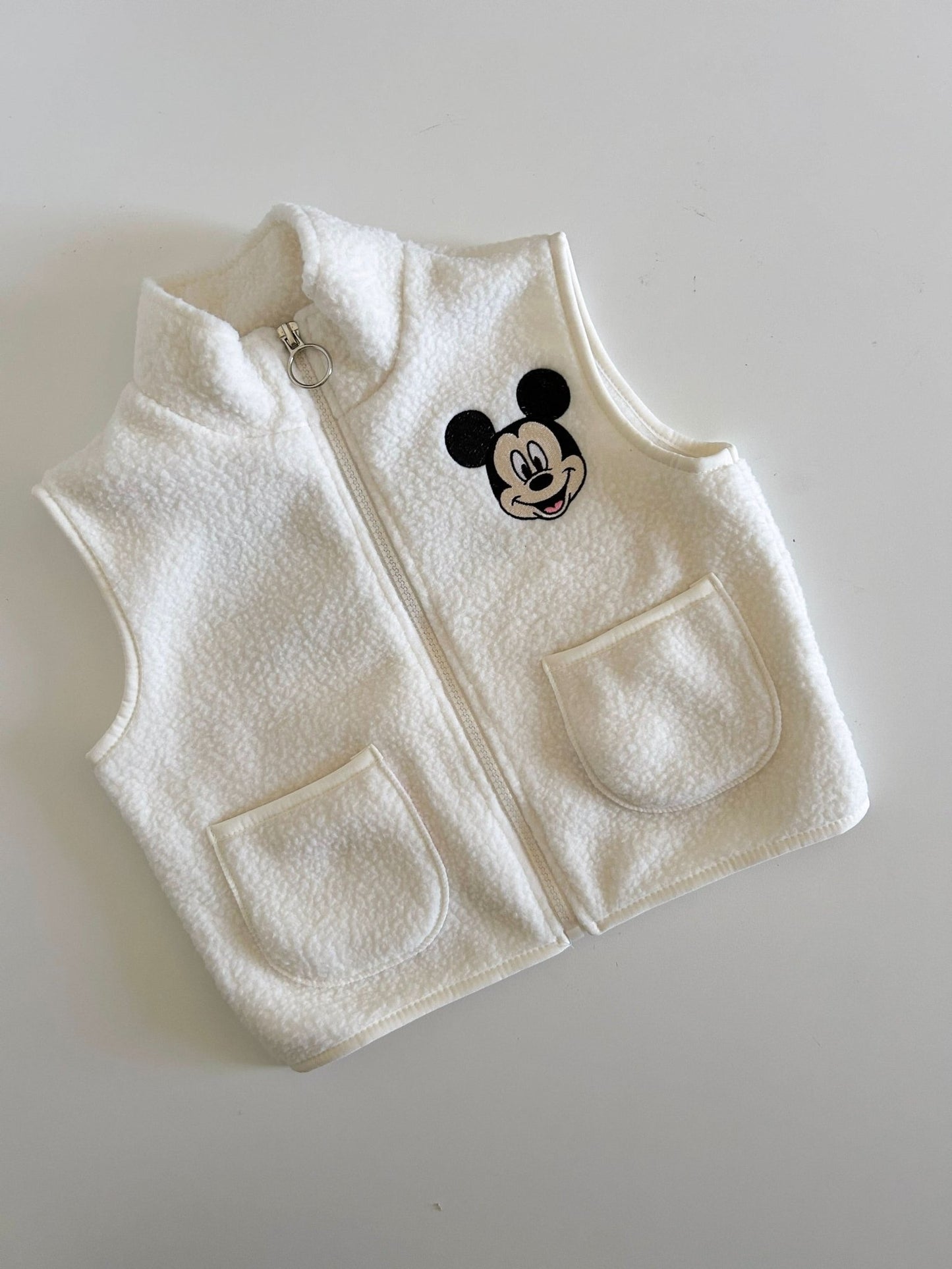 Toddler Disney Mickey Embroidery Fleece Zip - up Vest (2 - 7y) - 3 Colors kids outfit