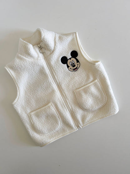 Toddler Disney Mickey Embroidery Fleece Zip - up Vest (2 - 7y) - 3 Colors kids outfit