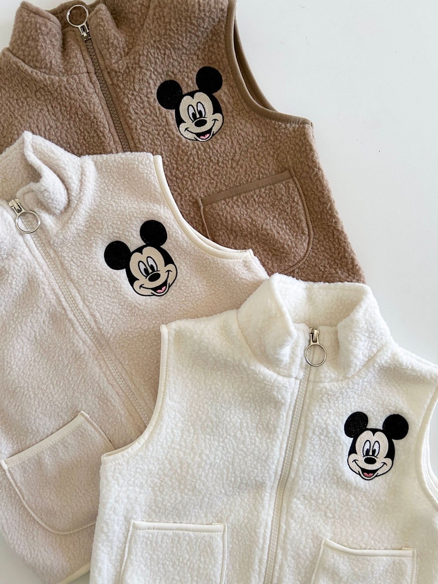 Toddler Disney Mickey Embroidery Fleece Zip - up Vest (2 - 7y) - 3 Colors kids outfit