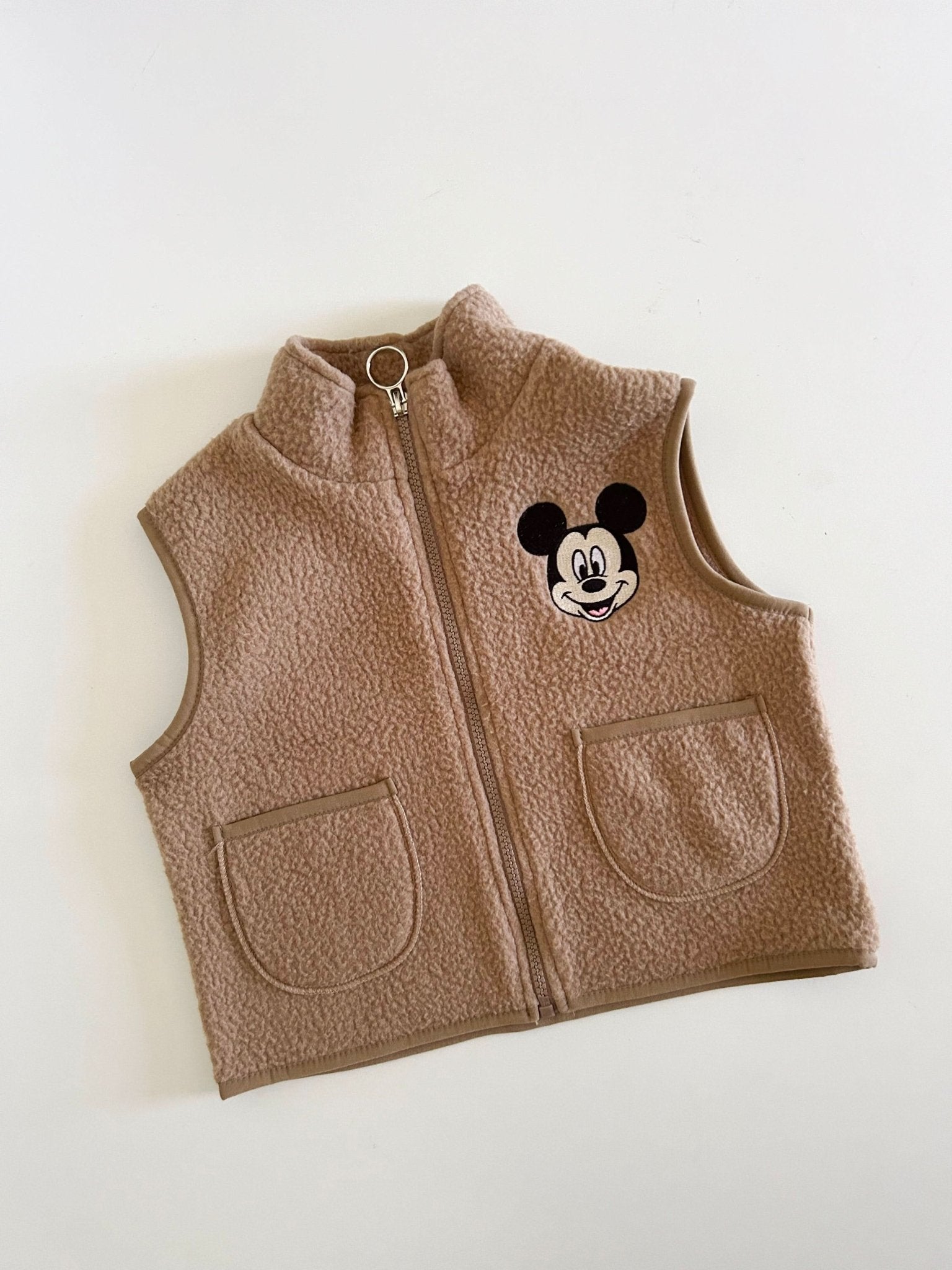 Toddler Disney Mickey Embroidery Fleece Zip - up Vest (2 - 7y) - 3 Colors kids outfit
