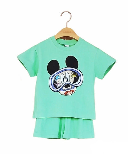 Toddler Disney Mickey/Minnie Goggle Cotton Short Sleeve Top and Shorts Set (2 - 7y) - 4 Colors kids outfit