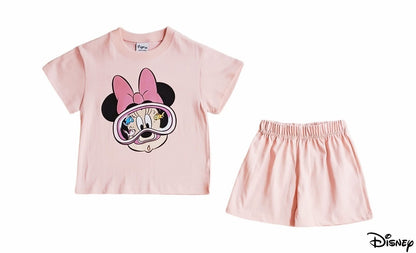 Toddler Disney Mickey/Minnie Goggle Cotton Short Sleeve Top and Shorts Set (2 - 7y) - 4 Colors kids outfit
