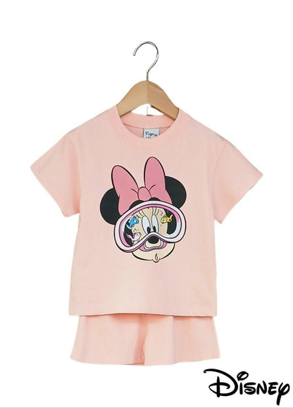 Toddler Disney Mickey/Minnie Goggle Cotton Short Sleeve Top and Shorts Set (2 - 7y) - 4 Colors kids outfit