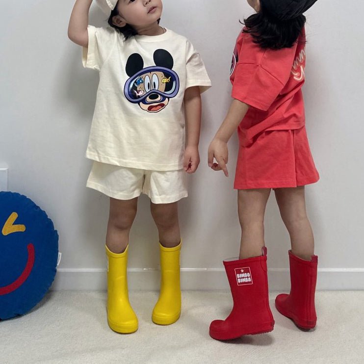 Toddler Disney Mickey/Minnie Goggle Cotton Short Sleeve Top and Shorts Set (2 - 7y) - 4 Colors kids outfit