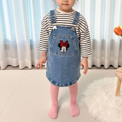 Toddler Disney Minnie Embroidery Kangaroo Pocket Denim Skirtalls (1 - 6y) kids outfit