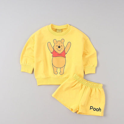 Toddler Disney Pooh Friends Sweatshirt and Shorts Set (2 - 9y) - 4 Colors kids outfit