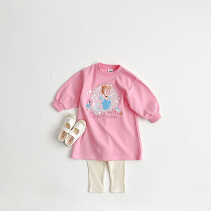 Toddler Disney Princess Print Cotton Dress (1 - 6y) - 3 Colors kids outfit