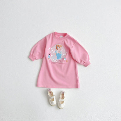 Toddler Disney Princess Print Cotton Dress (1 - 6y) - 3 Colors kids outfit