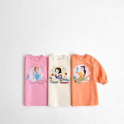 Toddler Disney Princess Print Cotton Dress (1 - 6y) - 3 Colors kids outfit