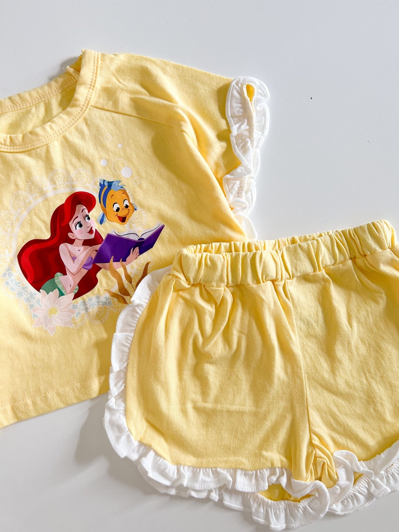 Toddler Disney Princess Ruffle Tee and Shorts Set (2 - 8y) - 3 Colors kids outfit