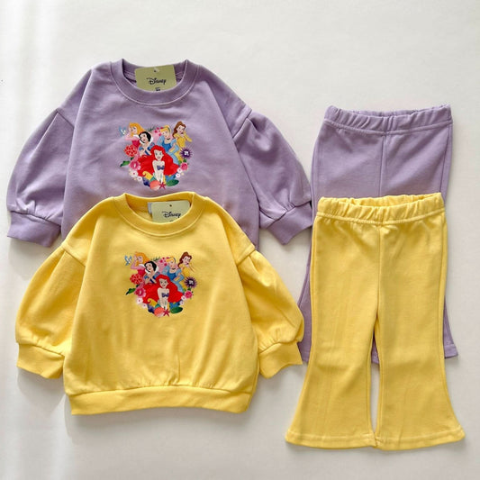 Toddler Disney Princess Sweatshirt and Flare Pants Set (1 - 6y) - 2 Colors kids outfit