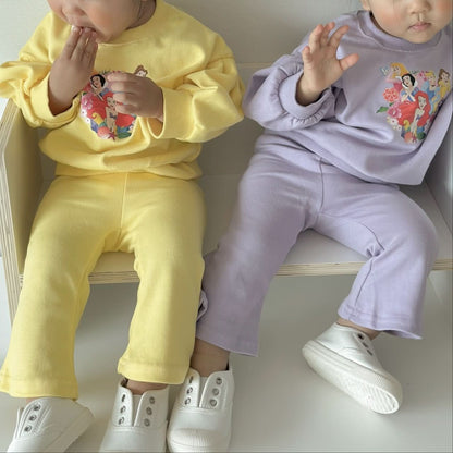 Toddler Disney Princess Sweatshirt and Flare Pants Set (1 - 6y) - 2 Colors kids outfit