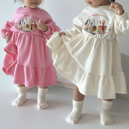 Toddler Disney Princess Sweatshirt Frill Dress (15m - 6y) - 2 Colors kids outfit