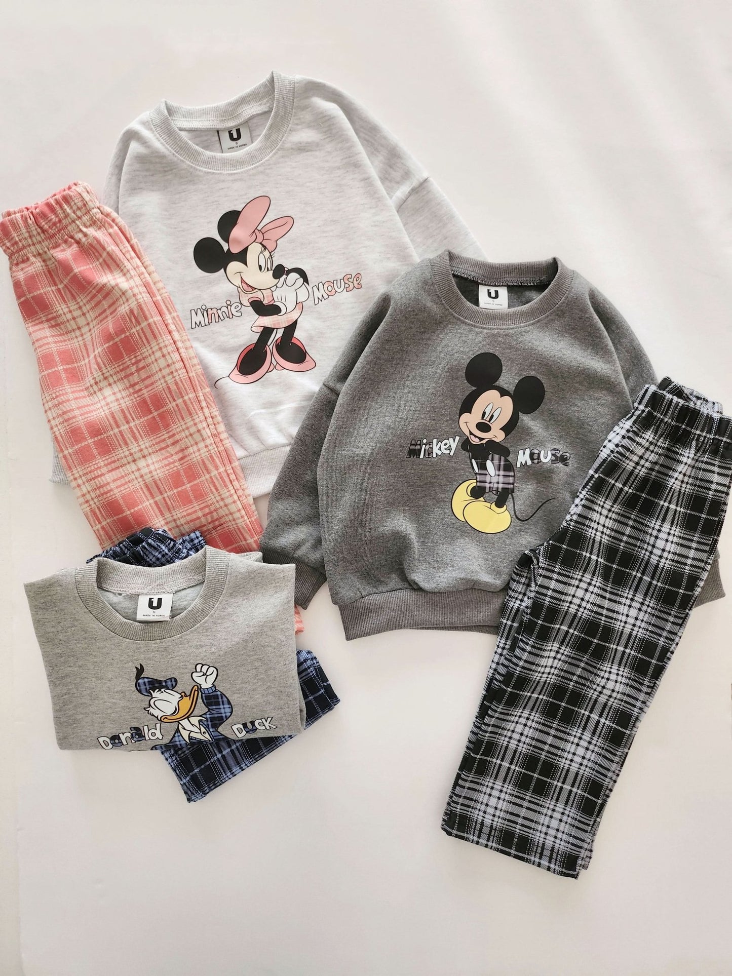 Toddler Disney Sweatshirt and Plaid Pull - on Pants Set (2 - 7y) - 3 Colors kids outfit