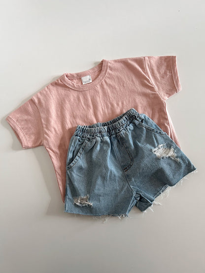 Toddler Distressed Denim Shorts (2 - 6y) - Blue kids outfit