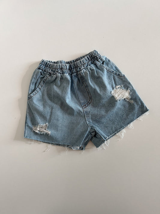 Toddler Distressed Denim Shorts (2 - 6y) - Blue kids outfit