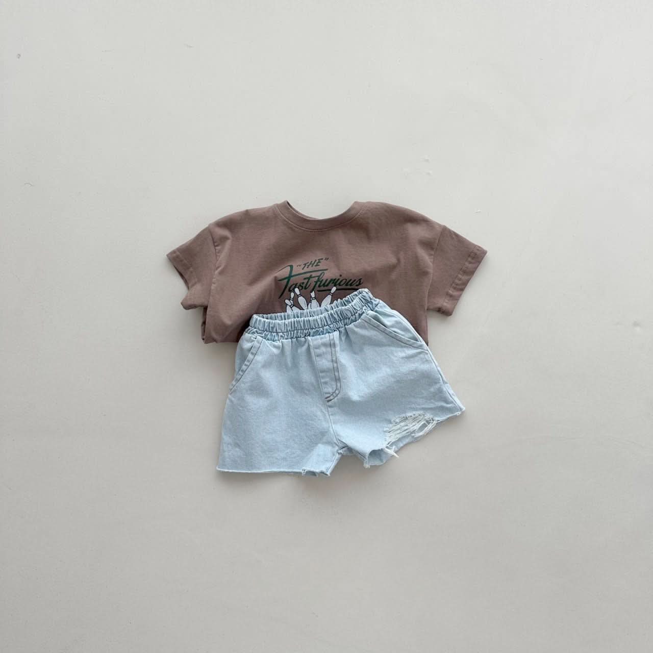 Toddler Distressed Denim Shorts (2 - 6y) - Light Blue kids outfit