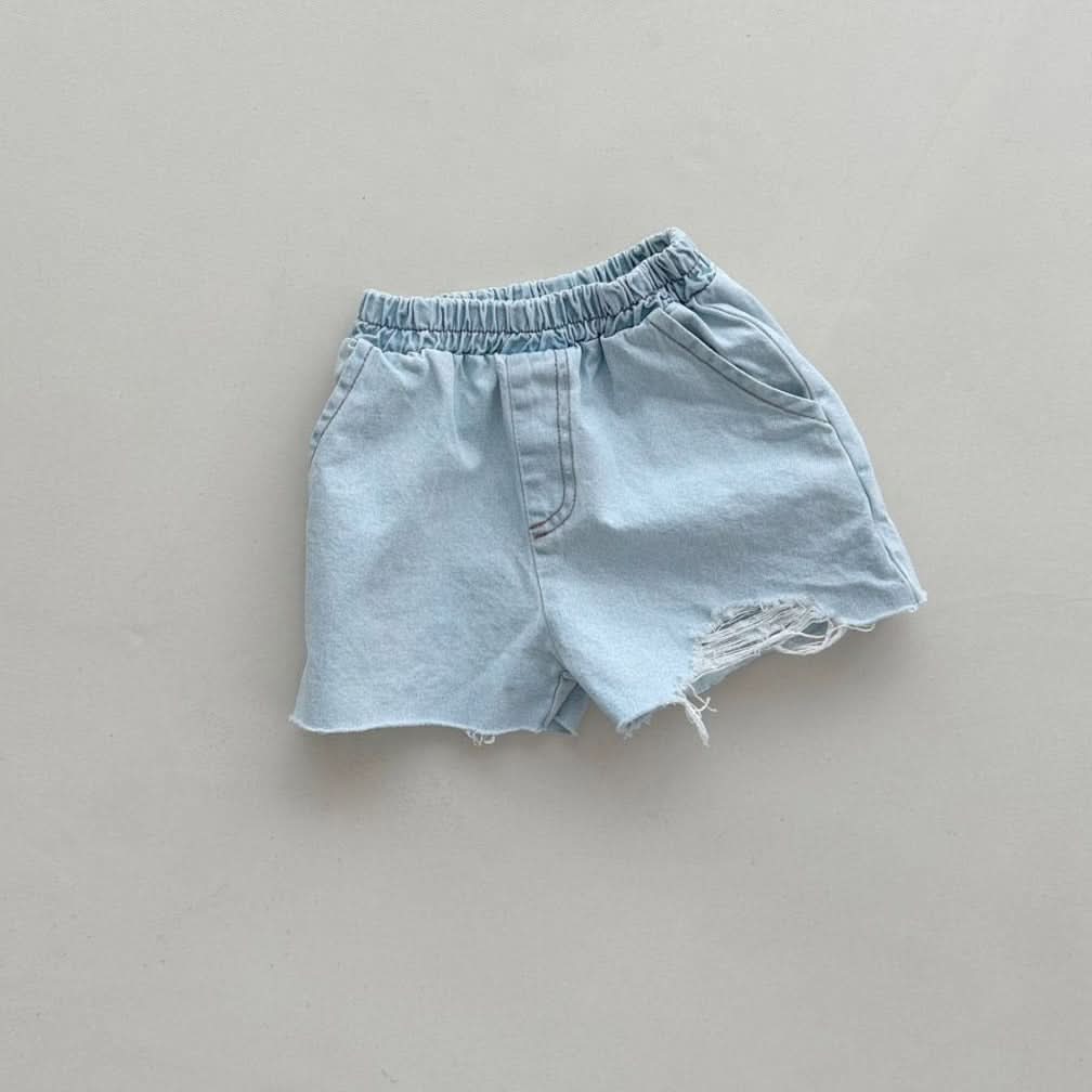 Toddler Distressed Denim Shorts (2 - 6y) - Light Blue kids outfit
