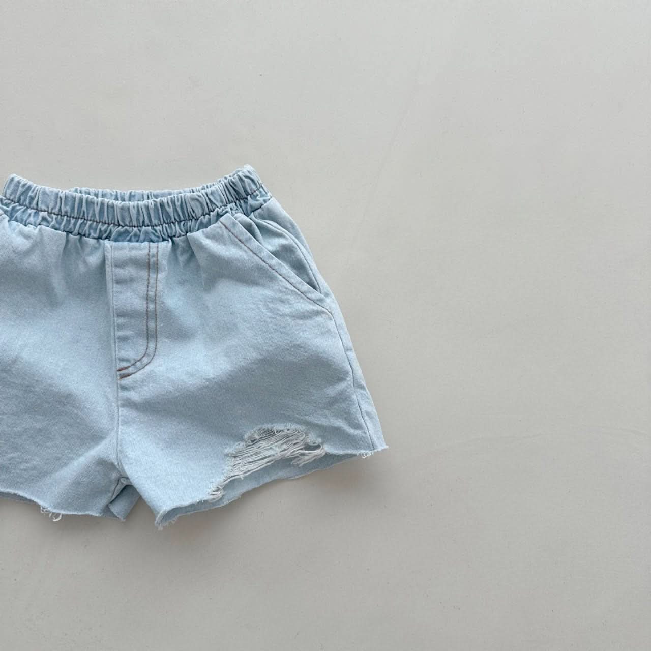 Toddler Distressed Denim Shorts (2 - 6y) - Light Blue kids outfit