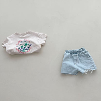 Toddler Distressed Denim Shorts (2 - 6y) - Light Blue kids outfit