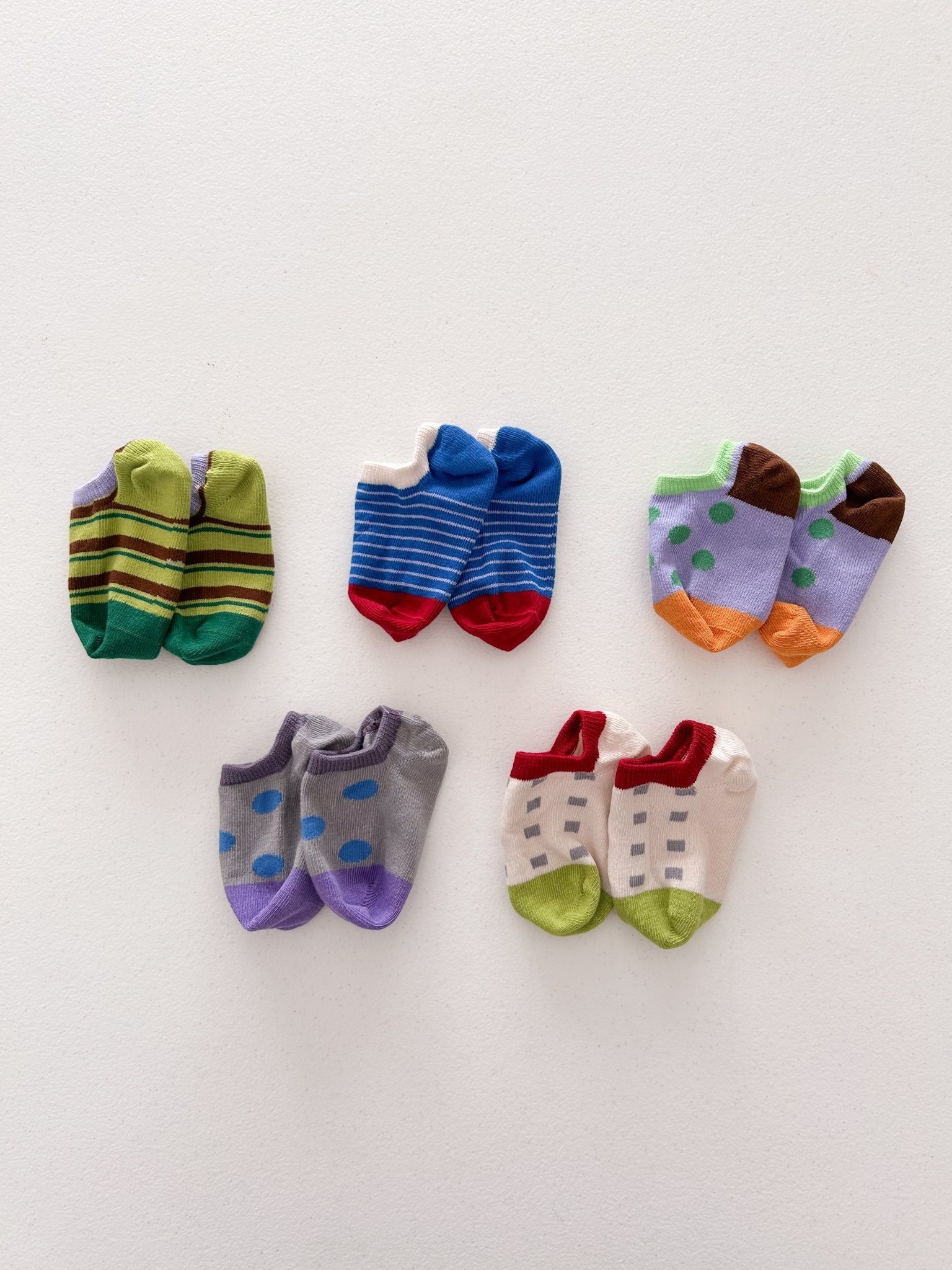 Toddler Dot and Stripe 5PK Socks Set (1 - 8y) kids outfit