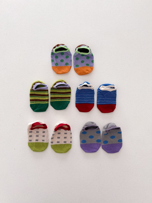 Toddler Dot and Stripe 5PK Socks Set (1 - 8y) kids outfit