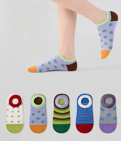 Toddler Dot and Stripe 5PK Socks Set (1 - 8y) kids outfit