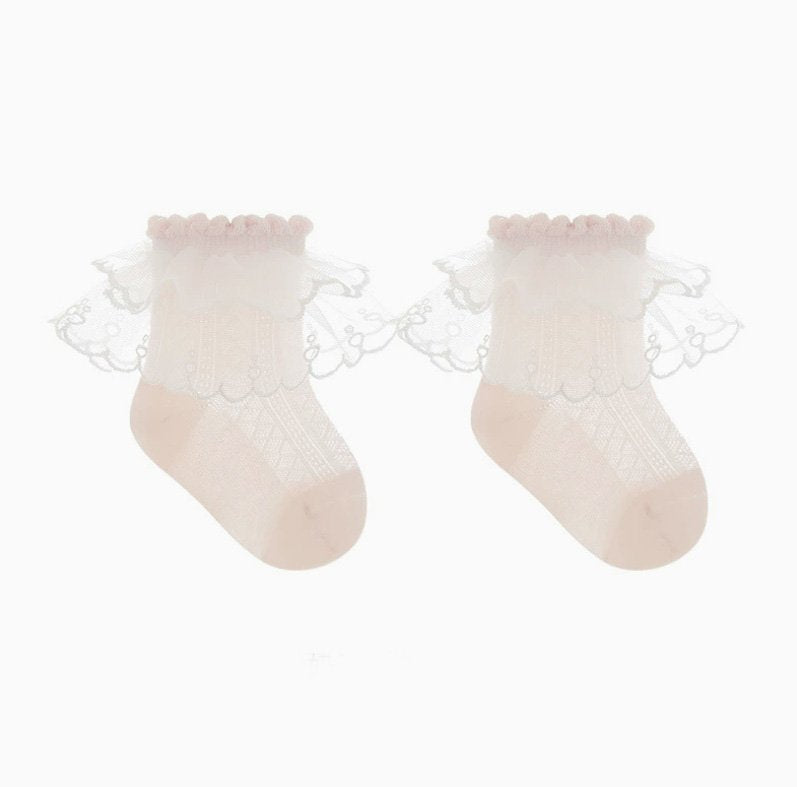 Toddler Double Lace Summer Socks (1 - 8y) - 2 Colors kids outfit