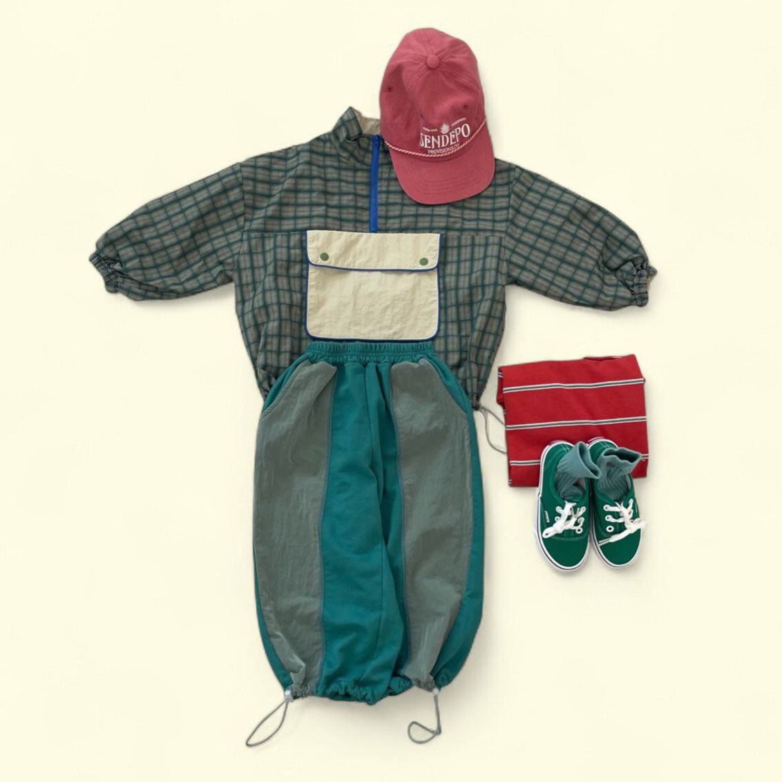 Toddler F25 Adjustable Hem Colorblock Pants (3 - 7y) - Green kids outfit