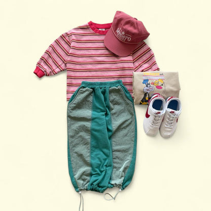 Toddler F25 Adjustable Hem Colorblock Pants (3 - 7y) - Green kids outfit