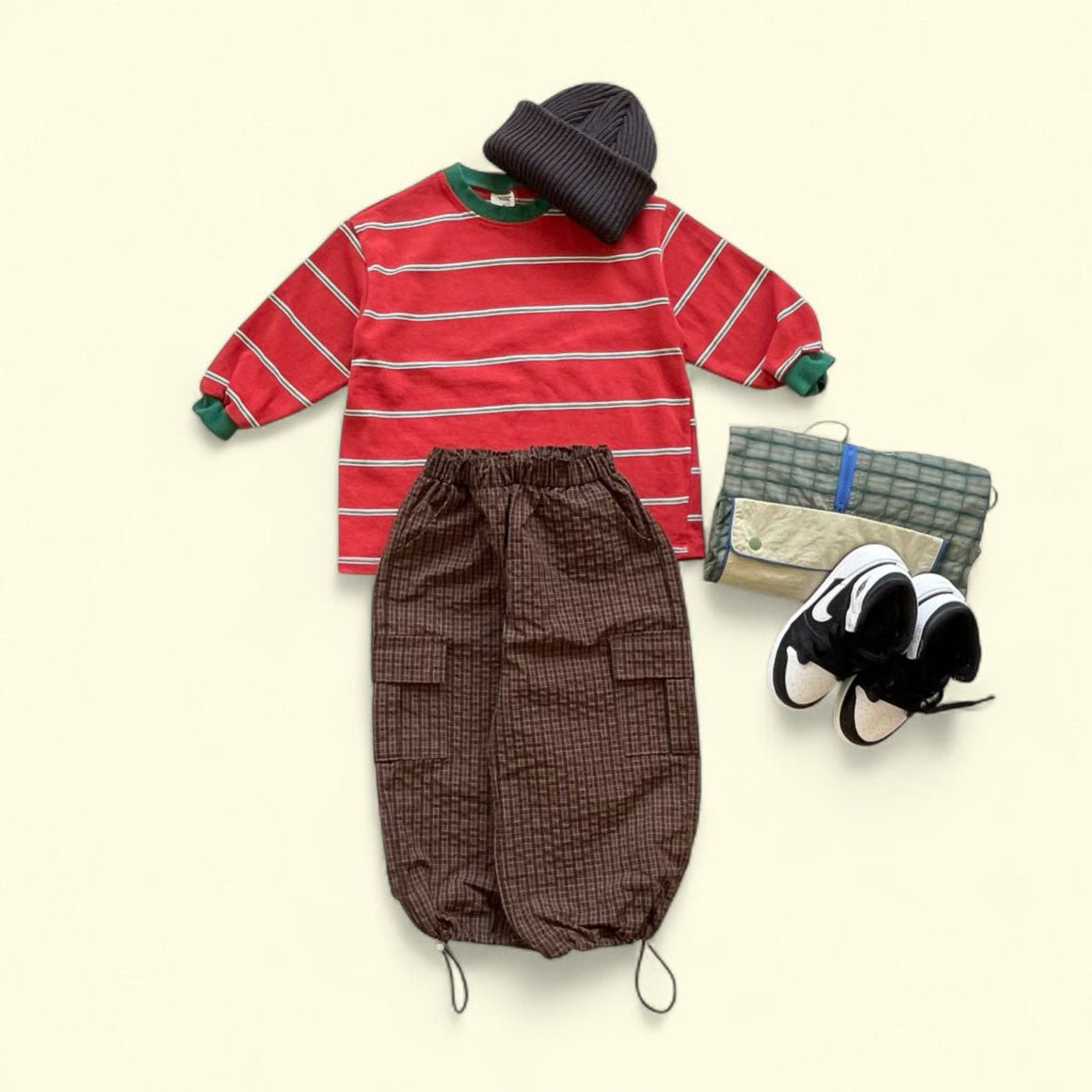 Toddler F25 Adjustable Hem Plaid Cargo Pants (3 - 7y) - 2 Colors kids outfit