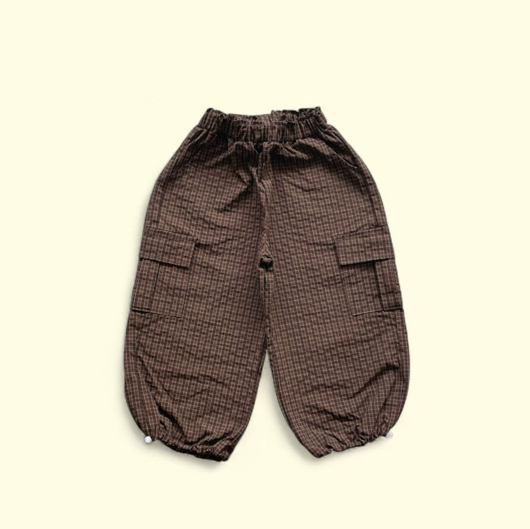 Toddler F25 Adjustable Hem Plaid Cargo Pants (3 - 7y) - 2 Colors kids outfit