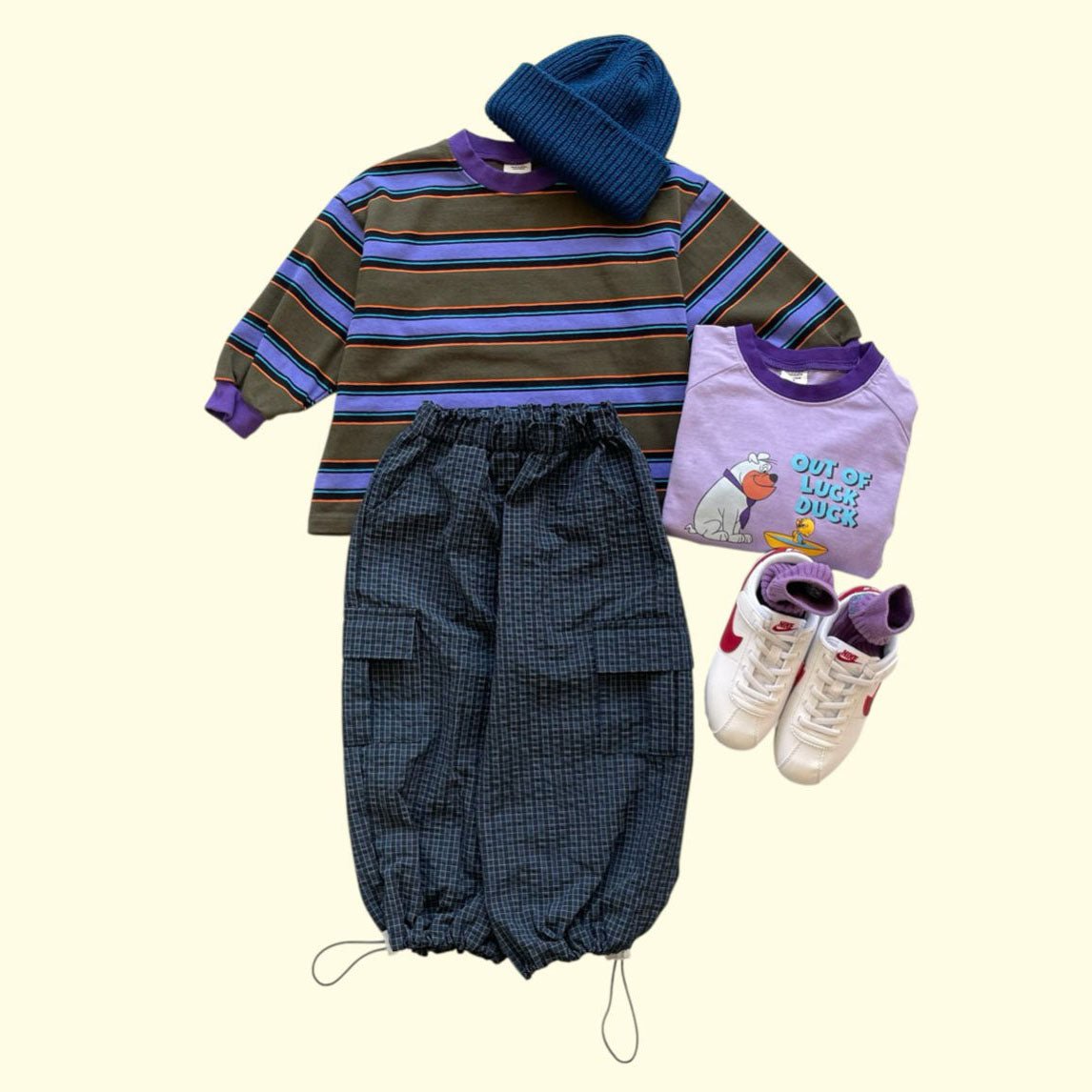 Toddler F25 Adjustable Hem Plaid Cargo Pants (3 - 7y) - 2 Colors kids outfit