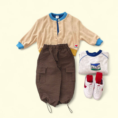 Toddler F25 Adjustable Hem Plaid Cargo Pants (3 - 7y) - 2 Colors kids outfit