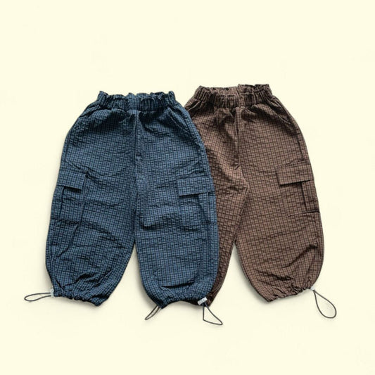Toddler F25 Adjustable Hem Plaid Cargo Pants (3 - 7y) - 2 Colors kids outfit